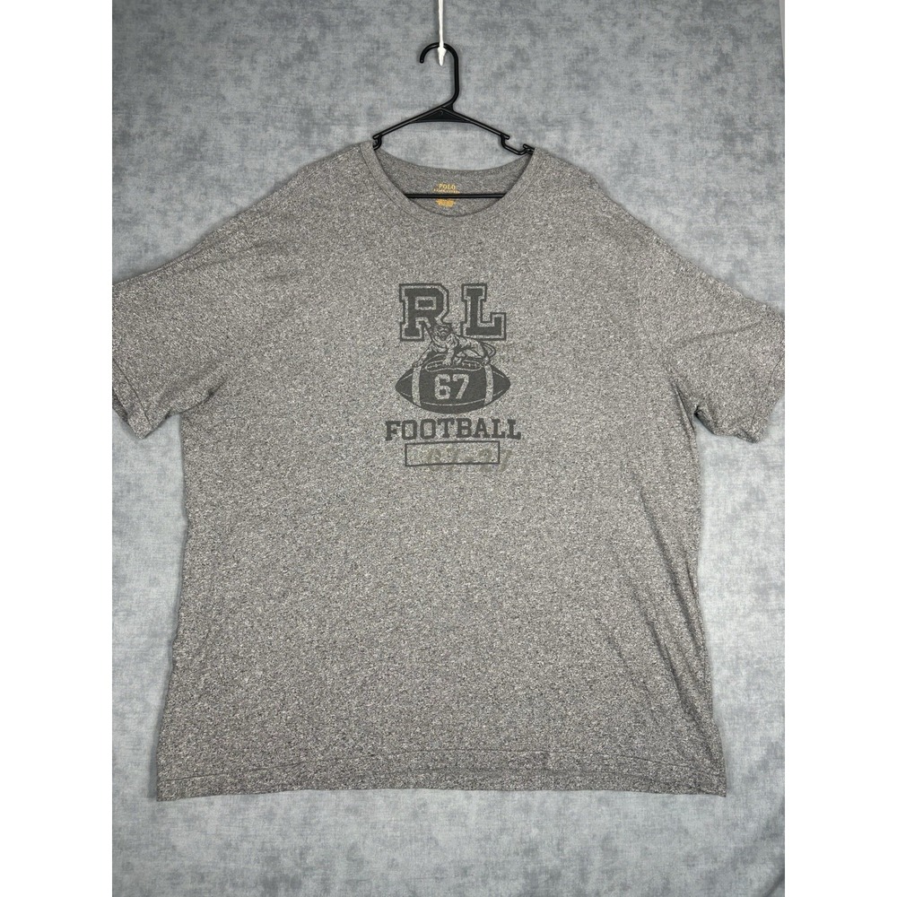 Polo Ralph Lauren T Shirt Mens 2XB Gray Football 67 Graphic Big Tall Cotton
